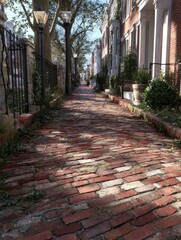 Obraz premium dc neighborhood historic brick sidewalks in washington dc community