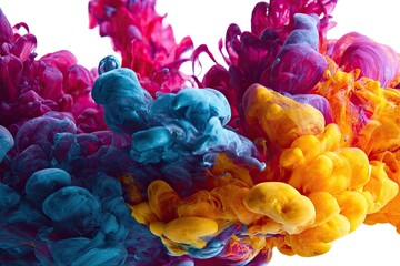 Vibrant swirling colors of dye in water