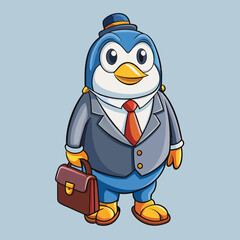 penguin dressed as a businessman with a briefcase and tie