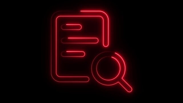 Animation of glowing neon File documents icon isolated on black background. connection, contour, data, database, design, digital, 