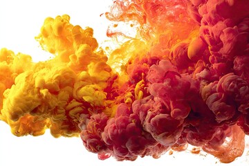 Abstract blend of orange and crimson inks