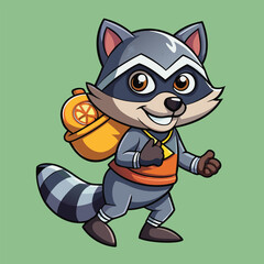 Obraz premium raccoon sneaks around mischievously, holding a money bag as a playful thief