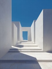 Fototapeta premium geometric harmony white architecture and stark shadows