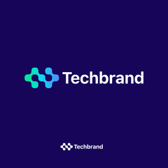 Technology logo design vector. Clean and modern tech logo design. Abstract technology symbol in simple style.
