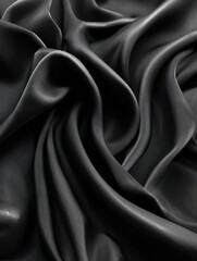 Fototapeta premium a black silky material with folds and wrinkles that create a dynamic texture