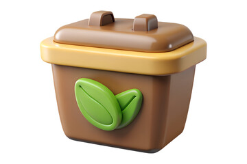 3D render of eco-friendly compost container with organic waste inside.