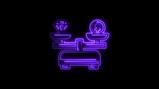 Glowing neon Pawn Shop icon isolated on black background. HD Video motion graphic