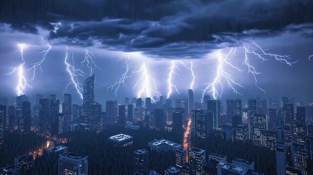 Electrical atmospheric discharges occurring during heavy rainfall event in urban area near woodland