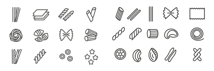 Fototapeta premium Collection of pasta shapes icons