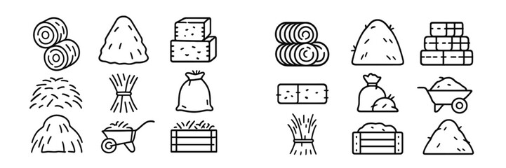 Obraz na płótnie Canvas Collection of agricultural hay and straw icons