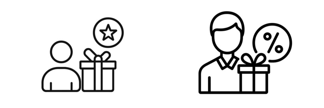 Customer loyalty program icon with gift and star
