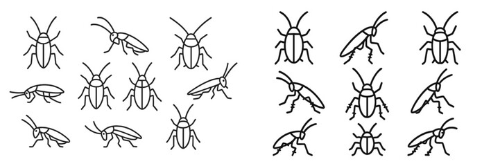 Fototapeta na wymiar Cockroach Icons Collection