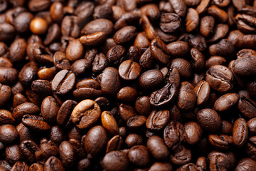 Naklejka premium coffee beans on burlap