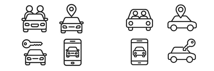 Car sharing and ride hailing icons