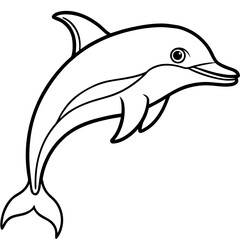 Obraz premium Minimal Dolphin Outline Vector Design