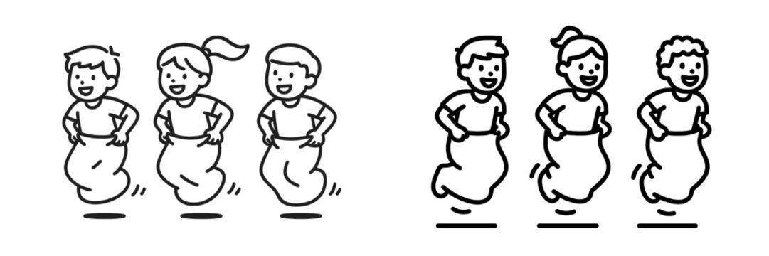 Children playing sack race