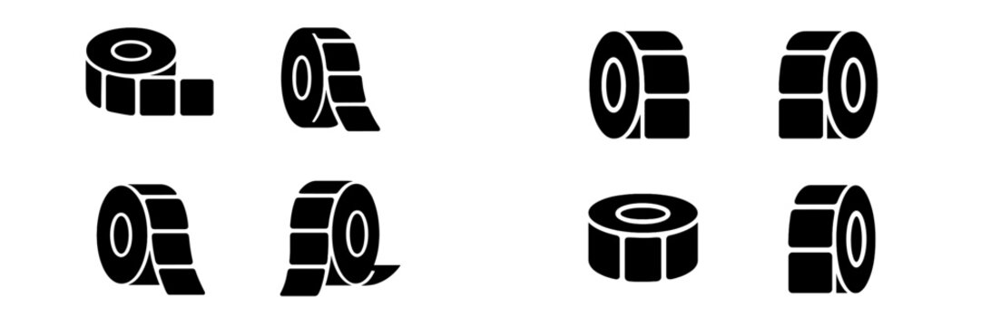 Rolls of blank labels in different perspectives