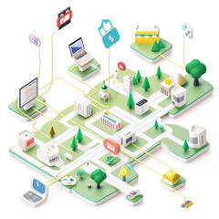 Obraz premium Vector 3D digital marketing strategy map, white background.