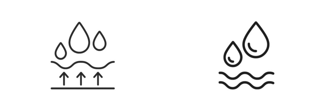Water absorption and resistance icons
