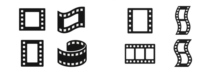 Fototapeta na wymiar Collection of film strip icons and frames