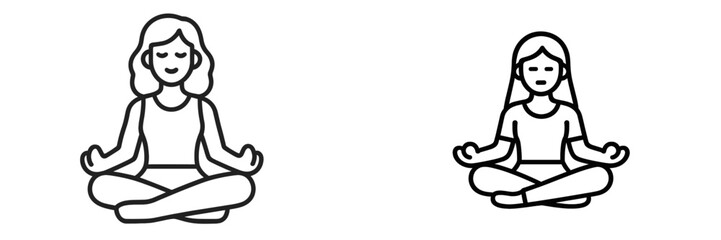 Woman meditating in lotus position icon