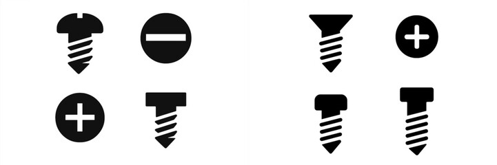 Four types of screw heads icons
