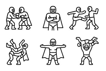 Naklejka premium Wrestling Icons Set