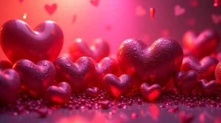 Obraz premium Crimson hearts sparkling romantic arrangement love