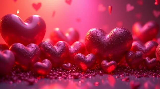 Crimson hearts sparkling romantic arrangement love