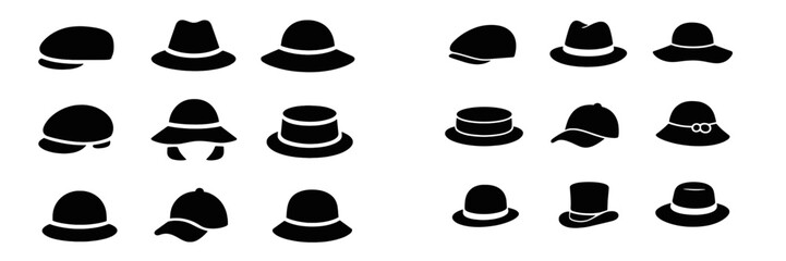 Collection of various hat silhouettes