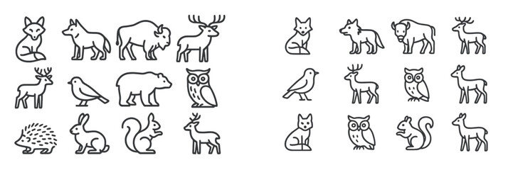 Collection of North American Wildlife Icons
