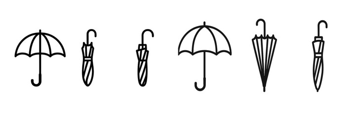 Collection of umbrella icons in outline style