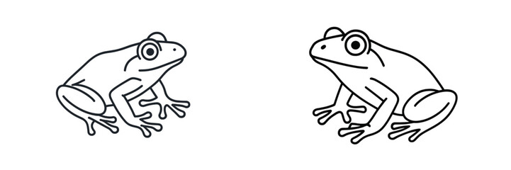 Naklejka premium Outline of two frogs on a black background