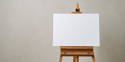 wooden easel with blank canvas