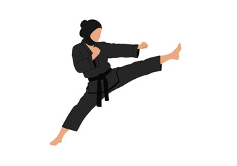 Powerful Martial Arts Kick by Woman in Hijab.