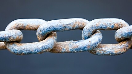 Fototapeta premium Weathered metal chain links against dark background
