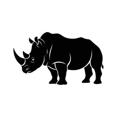 Black Silhouette of a Rhino Standing