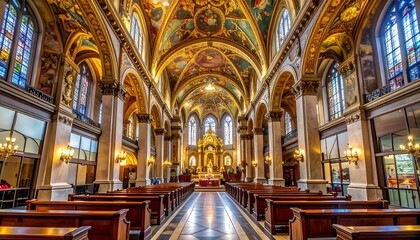 Obraz premium Grand church interior, ornate