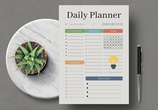 Daily Modern Productivity Organizer Planner Template