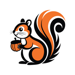 Illustration of a Squirrel with an Acorn or Pumpkin