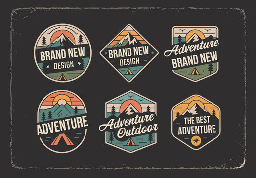 Vintage Outdoor Adventure Badges & Emblems Vector Set