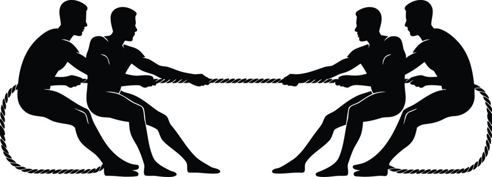 Vector of a Tug-of-War Match, Strength and Power Competitive Struggle Opposing Forces in a  Illustration


