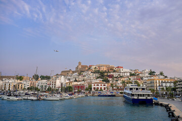 Beautiful Harbor View of Ibiza Town with Historical Architecture