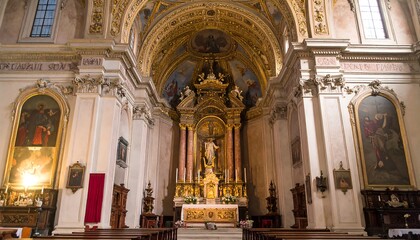 Fototapeta premium Grand church interior with ornate altar