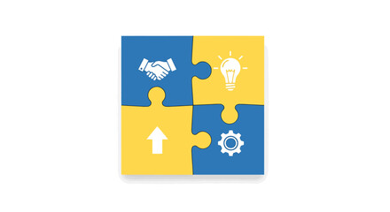 Naklejka premium Strategic Partnership Jigsaw Puzzle of Collaboration, Innovation, and Growth