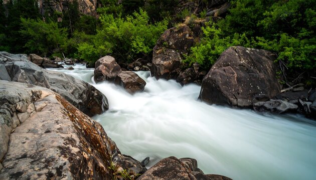 Mountain River Rapids Scene - Powered by Adobe