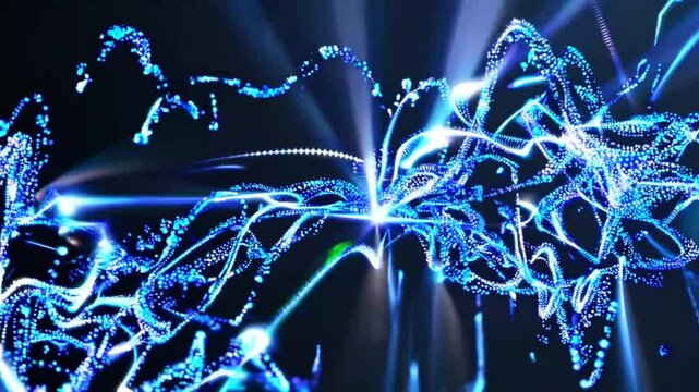 Sparkling Azure Particles And Illumination Rays - Non-figurative Backdrop - H2O, Festivity, Technological innovation Three-dimensionally rendered non-figurative backdrop picture. Perfectly functional