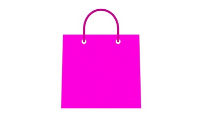 A vibrant magenta shopping bag against a plain white background, with simple design elements.