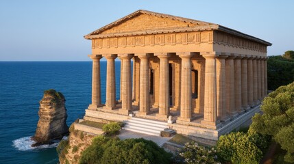 Fototapeta premium Discover the ancient temple of apollo sicily coastal architecture scenic seaside viewpoint historical landmark exploration
