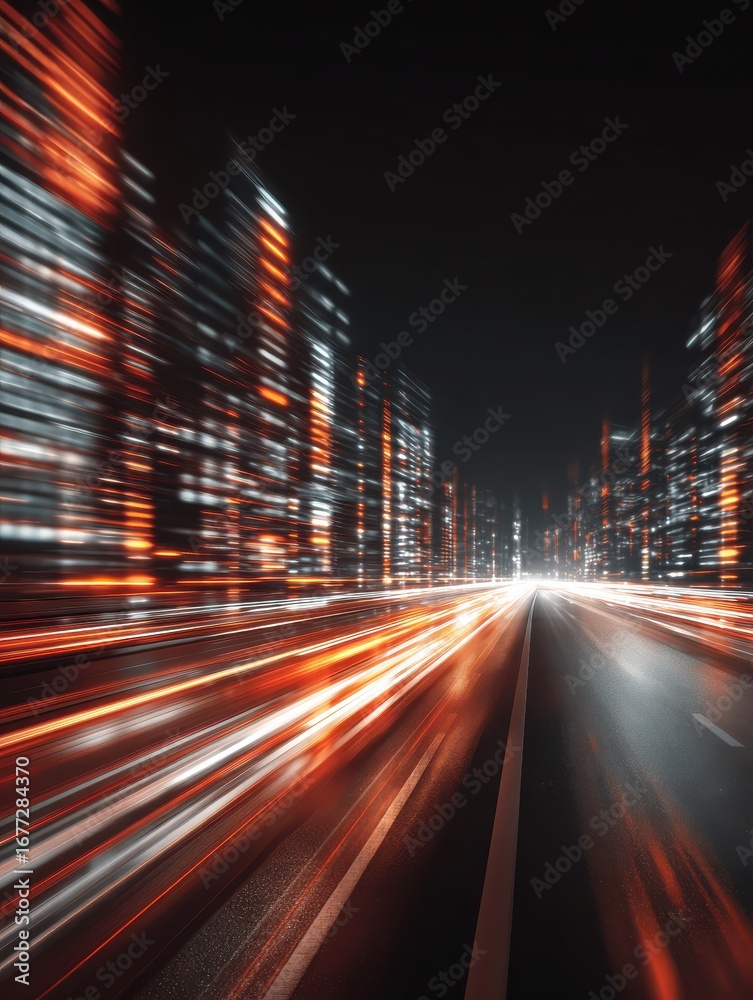 Wall mural digital data flow on road in concept of cyber global communication and coding with graphic creating 